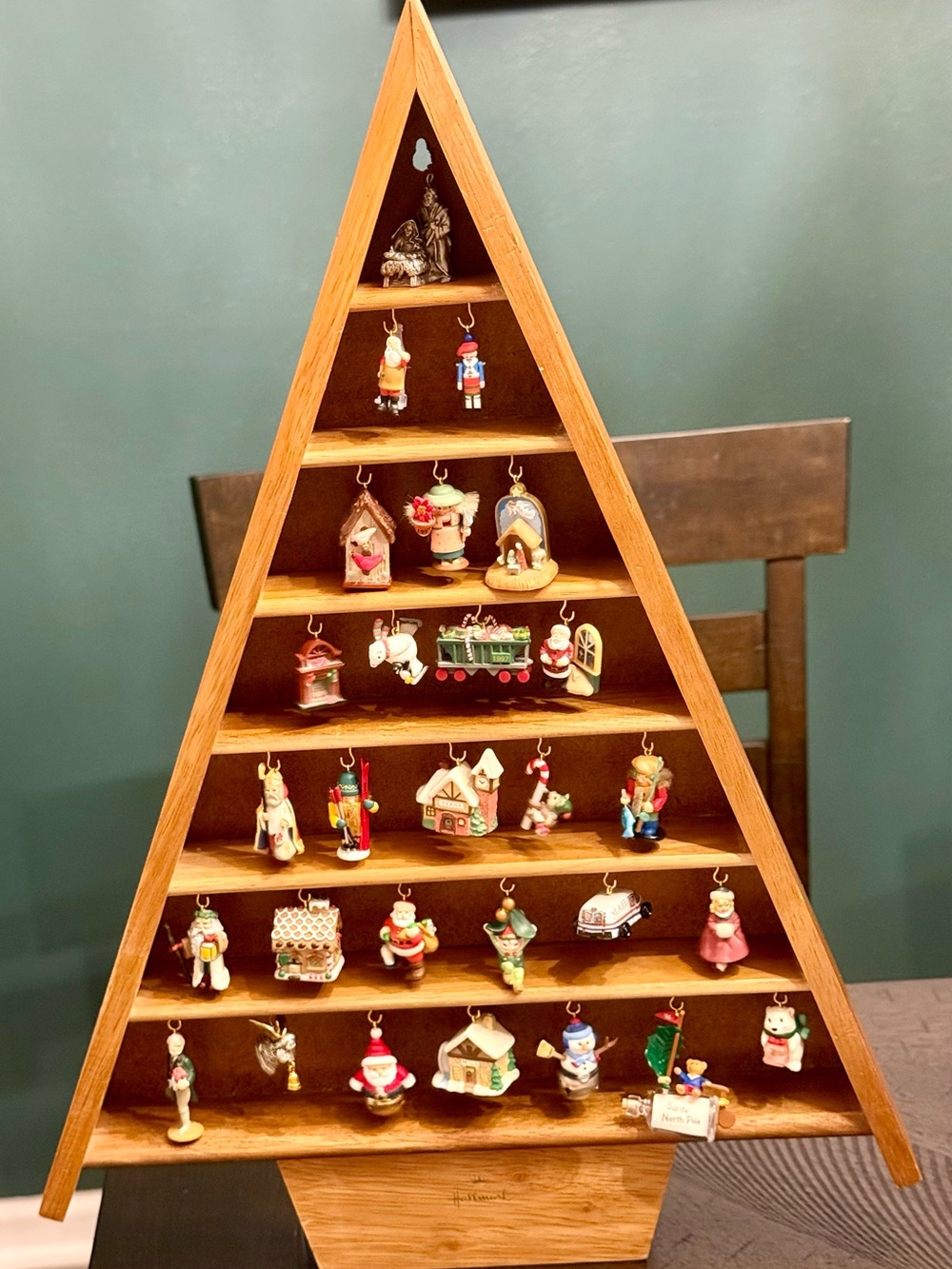 Vintage Hallmark Shadow Box Memory Tree w/ 26 Miniature Ornaments 1996-1998